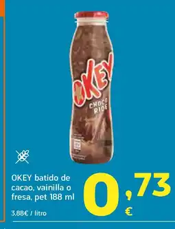 HiperDino OKEY batido de cacao, vainilla o fresa oferta