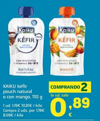 HiperDino KAIKU kéfir pouch natural o con mango oferta