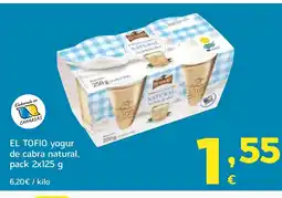 HiperDino EL TOFIO yogur de cabra natural oferta