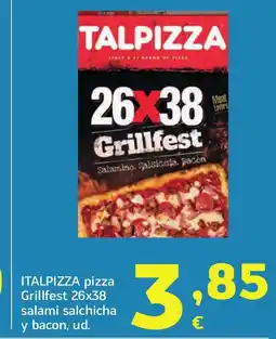 HiperDino ITALPIZZA pizza Grillfest 26x38 salami salchicha y bacon, ud. oferta