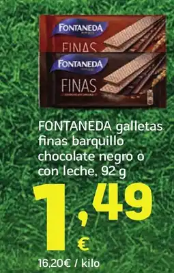 HiperDino FONTANEDA galletas finas barquillo chocolate negro o con leche oferta