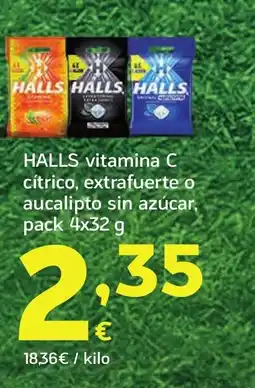 HiperDino HALLS vitamina C cítrico, extrafuerte o aucalipto sin azúcar oferta