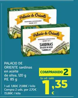 HiperDino PALACIO DE ORIENTE sardinas en aceite de oliva oferta