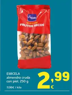HiperDino EMICELA almendra cruda con piel oferta