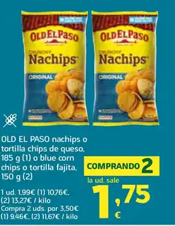 HiperDino OLD EL PASO nachips o tortilla chips de queso oferta