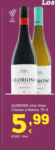 HiperDino GLORIOSO vino tinto Crianza o blanco oferta