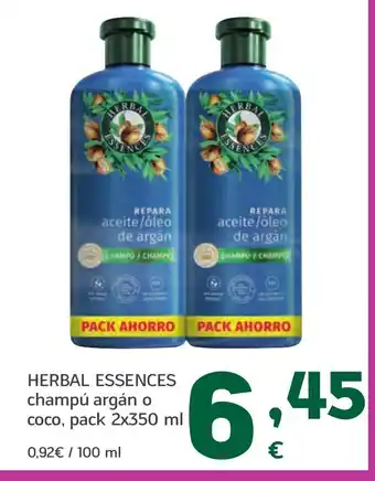 HiperDino HERBAL ESSENCES champú argán o coco oferta