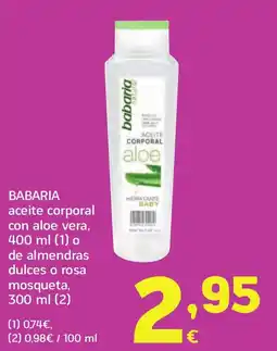 HiperDino BABARIA aceite corporal con aloe vera oferta