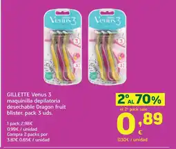 HiperDino GILLETTE Venus 3 maquinilla depilatoria desechable Dragon fruit blister, pack 3 uds. oferta