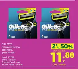 HiperDino GILLETTE recambio fusión proshield, pack 4 uds. oferta