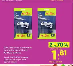 HiperDino GILLETTE Blue II máquinas de afeitar, pack 10 uds. oferta