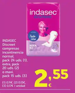 HiperDino INDASEC Discreet compresas incontinencia normal oferta