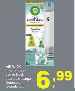 HiperDino AIR WICK ambientador active fresh aparato+recarga Nenuco o lavanda, ud. oferta