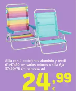 HiperDino Silla con 4 posiciones aluminio y textil varios colores o silla fija rainbow, ud. oferta