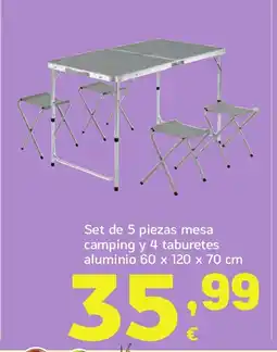 HiperDino Set de 5 piezas mesa camping y 4 taburetes aluminio oferta