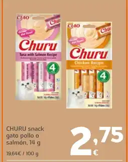 HiperDino CHURU snack gato pollo o salmón oferta