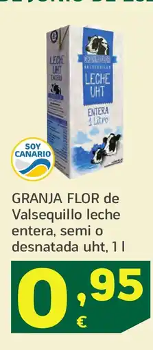 HiperDino GRANJA FLOR de Valsequillo leche entera, semi o desnatada uht oferta