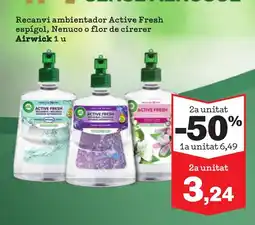 Sorli AIRWICK Recanvi ambientador Active Fresh espígol, Nenuco o flor de cirerer oferta