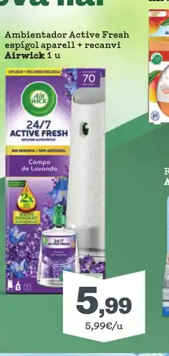 Sorli AIRWICK Ambientador Active Fresh espígol aparell + recanvi oferta