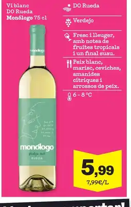 Sorli MONÓLOGO Vi blanc DO Rueda oferta