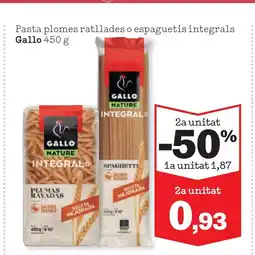 Sorli GALLO Pasta plomes ratllades o espaguetis integrals oferta