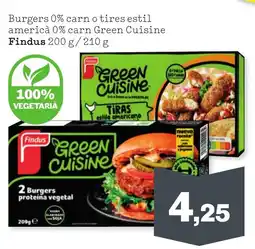 Sorli FINDUS Burgers 0% carn o tires estil americà 0% carn Green Cuisine oferta