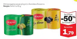 Sorli SERPIS Olives negres sense pinyol o farcides d'anxova oferta