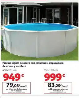 Alcampo Piscina rígida de acero con columnas, depuradora de arena y escalera oferta