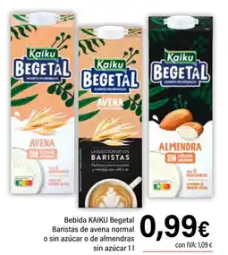 Cash Ifa KAIKU Bebida Begetal Baristas de avena normal o sin azúcar o de almendras sin azúcar oferta