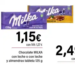 Cash Ifa MILKA Chocolate con leche o con leche y almendras tableta oferta