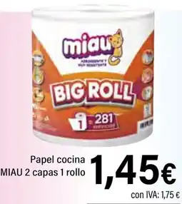 Cash Ifa MIAU Papel cocina 2 capas 1 rollo oferta