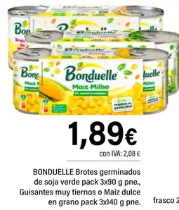 Cash Ifa BONDUELLE Brotes germinados de soja verde Guisantes muy tiernos o Maíz dulce en grano oferta