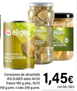 Cash Ifa IFA ELIGES Corazones de alcachofa extra 16/20 frasco 10/12 oferta