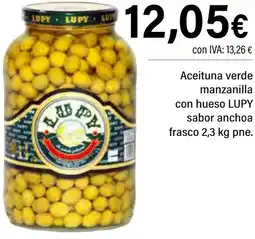 Cash Ifa LUPY Aceituna verde manzanilla con hueso sabor anchoa frasco oferta