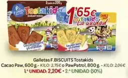 Alsara Supermercados Family biscuits - galletas tostakids cacao paw oferta
