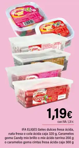 Cash Ifa IFA ELIGES Geles dulces fresa ácida nata fresa o cola ácida caja Caramelos goma Candy mix brillo o mix ácido oferta