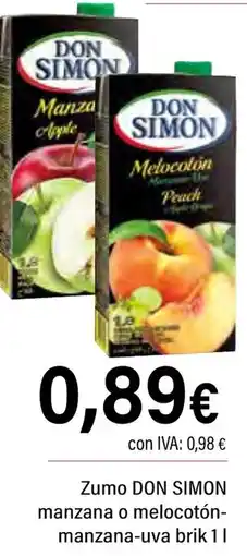 Cash Ifa DON SIMON Zumo manzana o melocotón- manzana-uva oferta