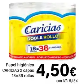 Cash Ifa CARICIAS Papel higiénico 2 capas 18=36 rollos oferta