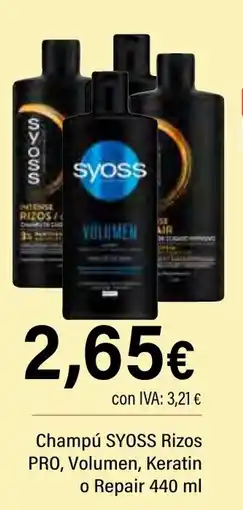 Cash Ifa SYOSS Champú Rizos PRO, Volumen, Keratin o Repair oferta