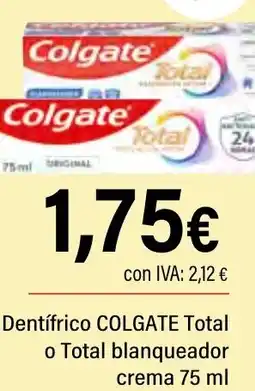 Cash Ifa COLGATE Dentifrico Total o Total blanqueador crema oferta