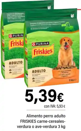Cash Ifa FRISKIES Alimento perro adulto carne-cereales- verdura o ave-verdura oferta