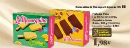 Gadis LA MENORQUINA Helado Polo Cacaolat o Limón oferta
