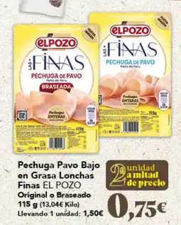 Gadis EL POZO Pechuga Pavo Bajo en Grasa Lonchas Finas oferta