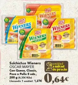 Gadis OSCAR MAYER Salchichas Wieners Con Queso, Classic, Pavo o Pollo oferta