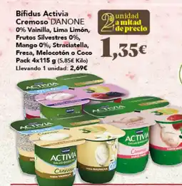 Gadis DANONEBifidus Activia Cremoso 0% Vainilla, Lima Limón, Frutos Silvestres 0%, Mango 0%, Straciatella, Fresa, Melocotón o Coco oferta