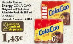 Gadis COLA CAO Batido Cacao Energy Original o 0% Azúcar Añadido oferta