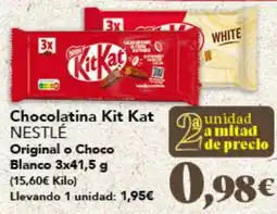 Gadis NESTLÉ Chocolatina Kit Kat Original o Choco Blanco oferta