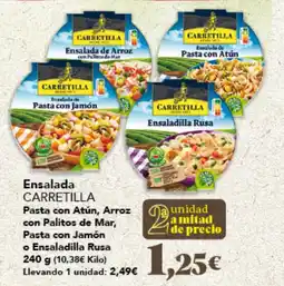 Gadis CARRETILLA Ensalada Pasta con Atún, Arroz con Palitos de Mar, Pasta con Jamón o Ensaladilla Rusa oferta