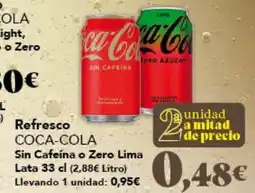 Gadis COCA-COLA Refresco Sin Cafeína o Zero Lima oferta