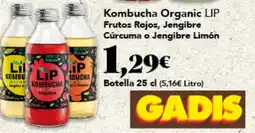 Gadis LIP Kombucha Organic Frutos Rojos, Jengibre Cúrcuma o Jengibre Limón oferta